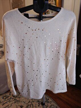 Chico's Scatter Sequin Sweater Top